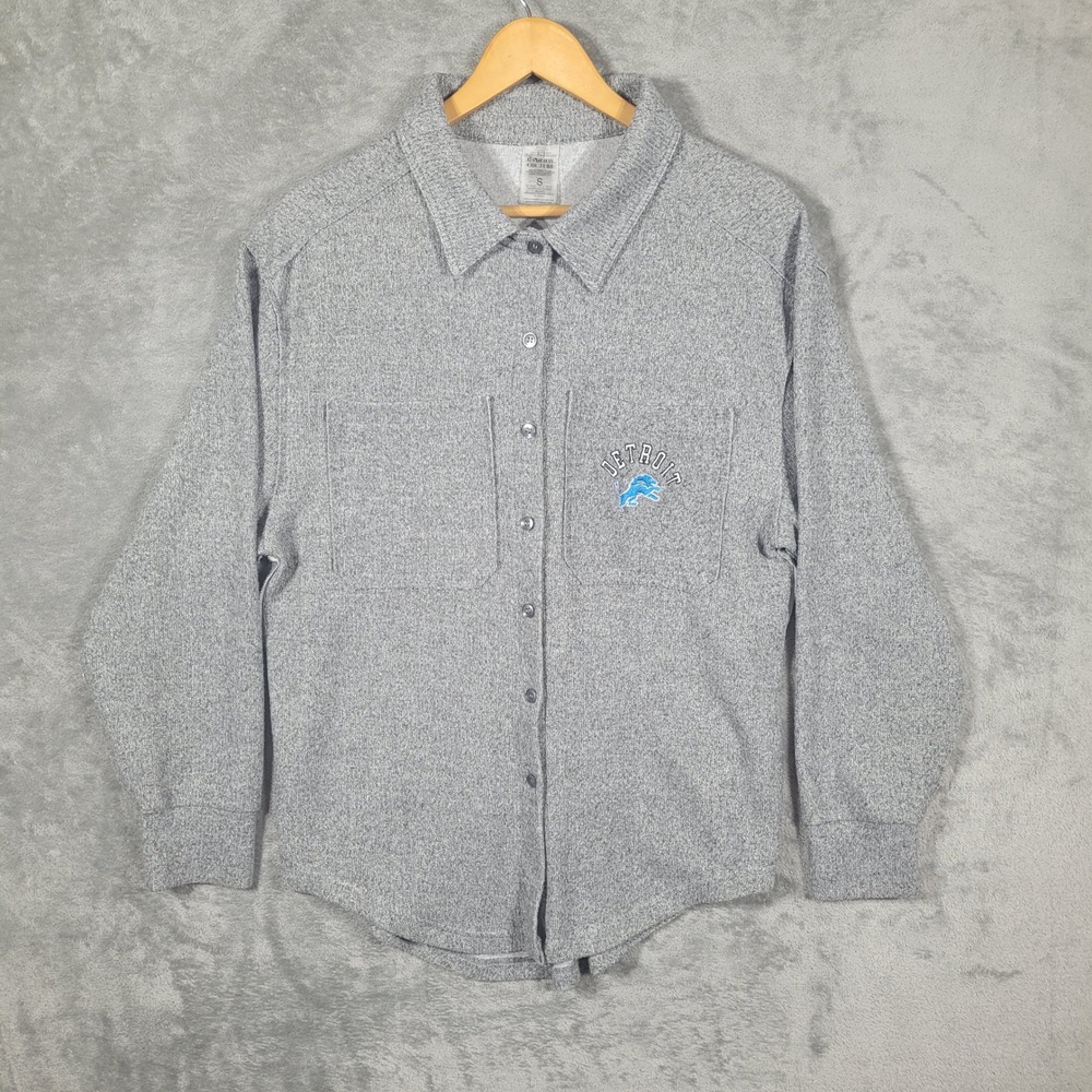 Detroit Lions Gameday Couture Shirt Small Gray Button Up Overshirt Long Sleeve - Picture 1 of 8